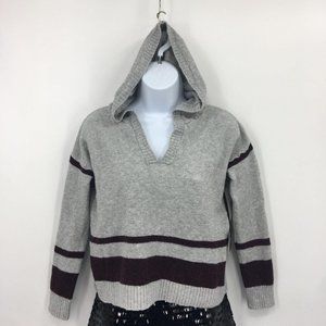 Poof NY Striped Colorblock Hooded Grey Sweater S